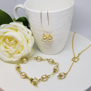 Cream Glass Pearls with Gold- Set