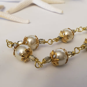 Cream Glass Pearl with Gold Bracelet
