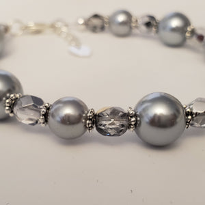 Dark Grey Glass Pearl Bracelet