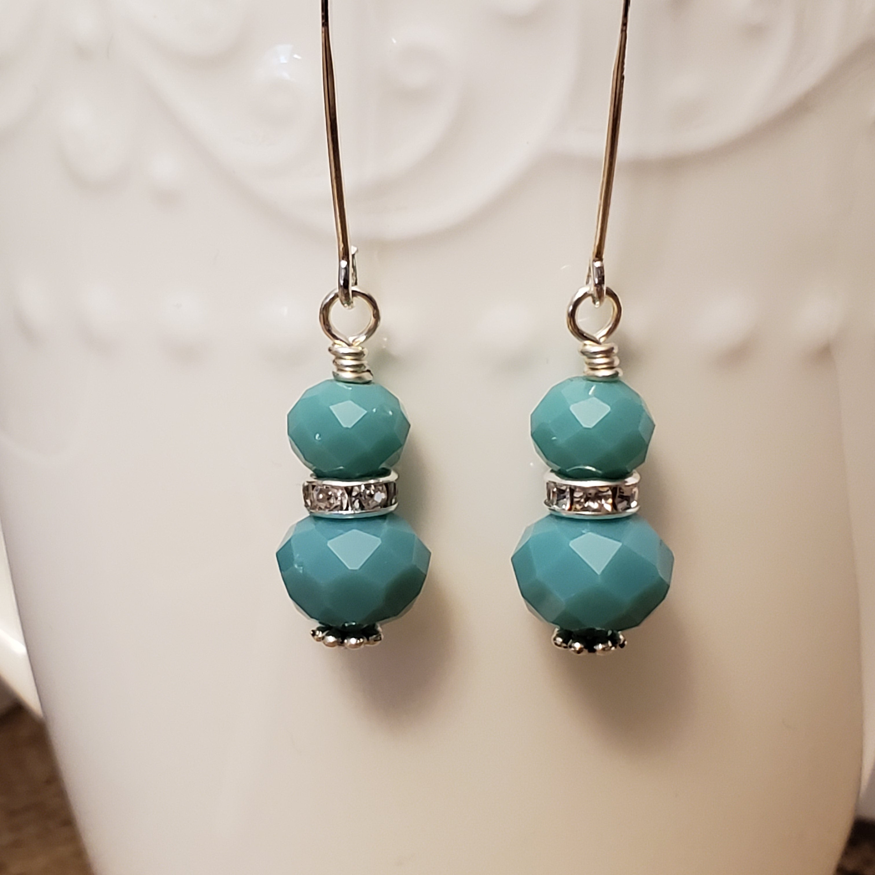 Turquoise and Crystal Drop