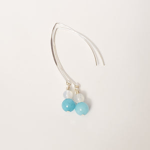 Blue Amazonite and Opal drop earrings