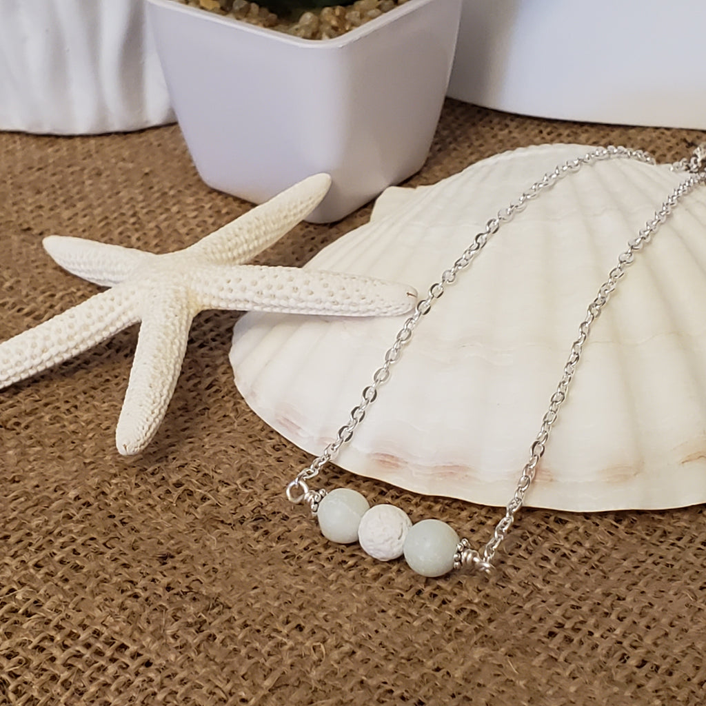 Frosted Amazonite diffuser necklace