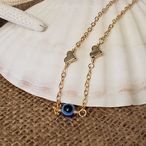 Gold Evil Eye with hearts