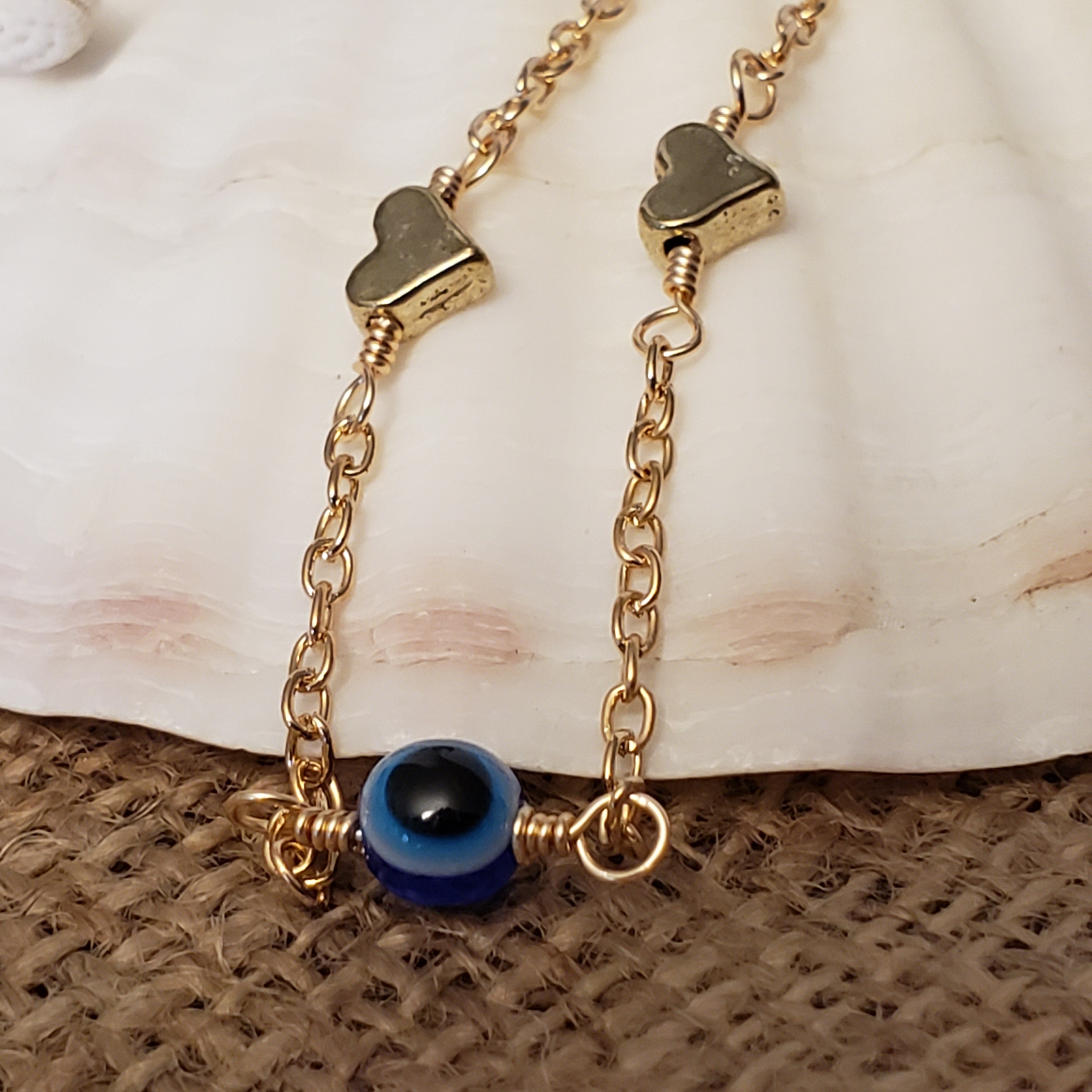 Gold Evil Eye with hearts