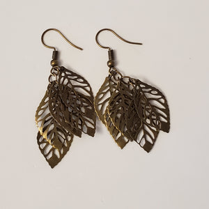 Antique Bronze Filigree Leaf Earrings
