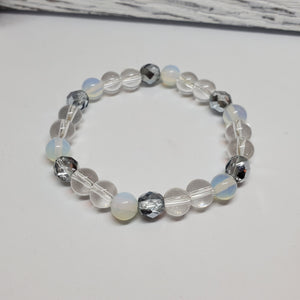 Crystal Quartz and Opal Bracelet - Size Medium