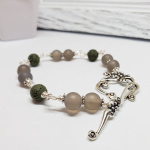 Frosted Grey Agate Diffuser Bracelet - Size Medium