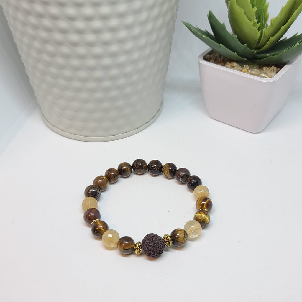 Tiger Eye and Faceted Citrine Stone- Size Medium