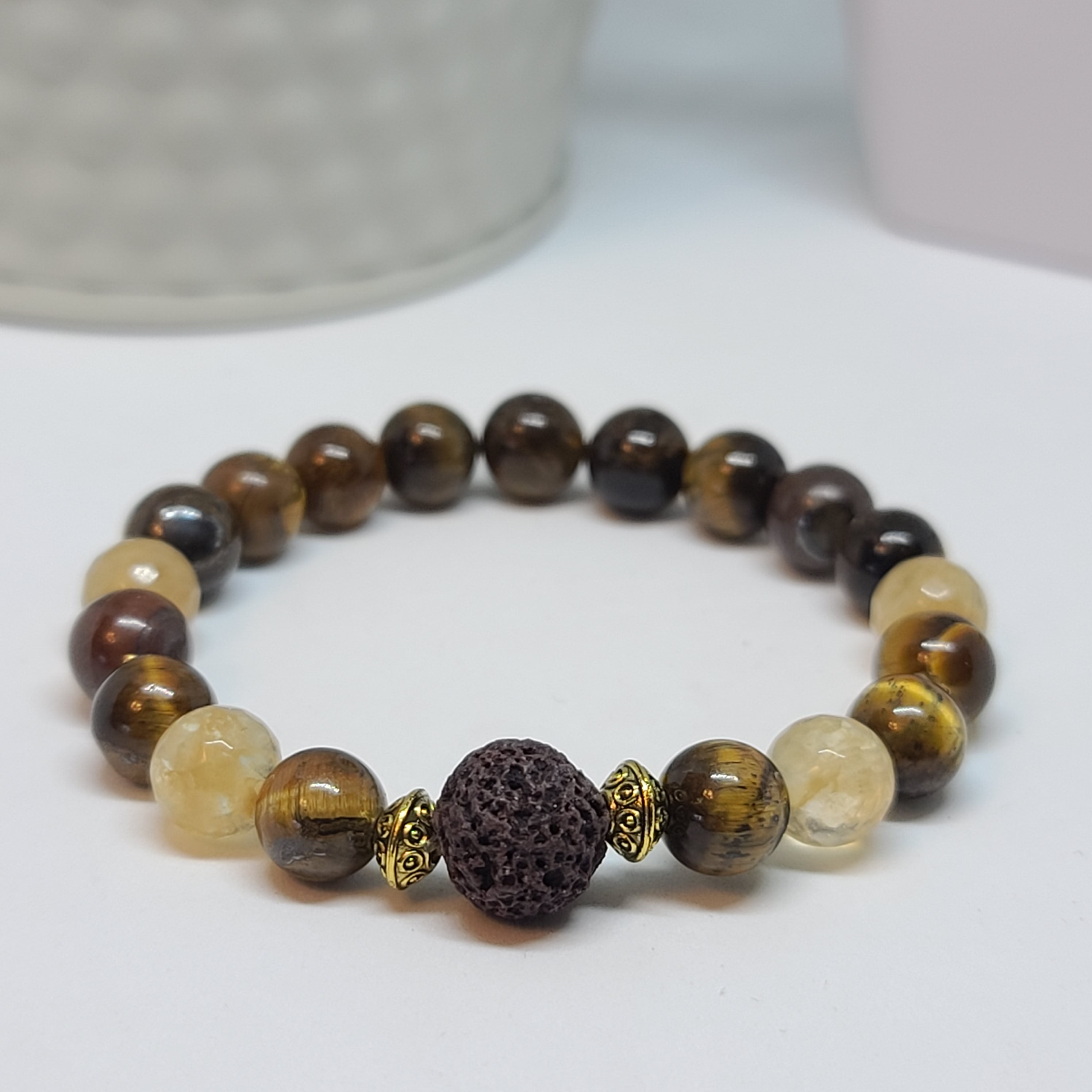 Tiger Eye and Faceted Citrine Stone- Size Medium