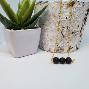 Lava Bead Gold Necklace