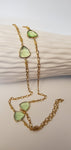 Light Olive Crystal Drop Gold Necklace