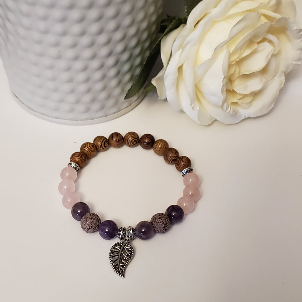 Rose Quartz and Amethyst Stone - Size Medium